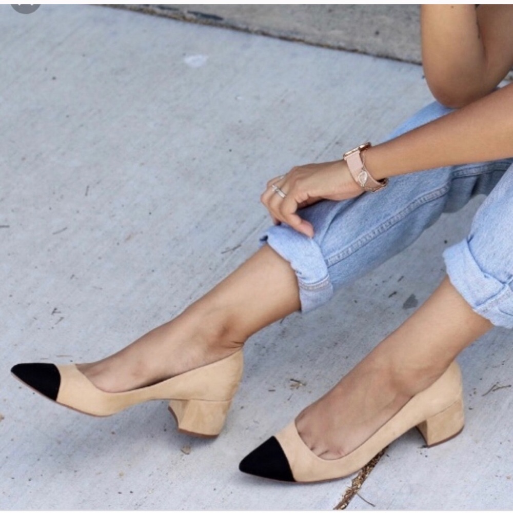Zara cap toe block heels